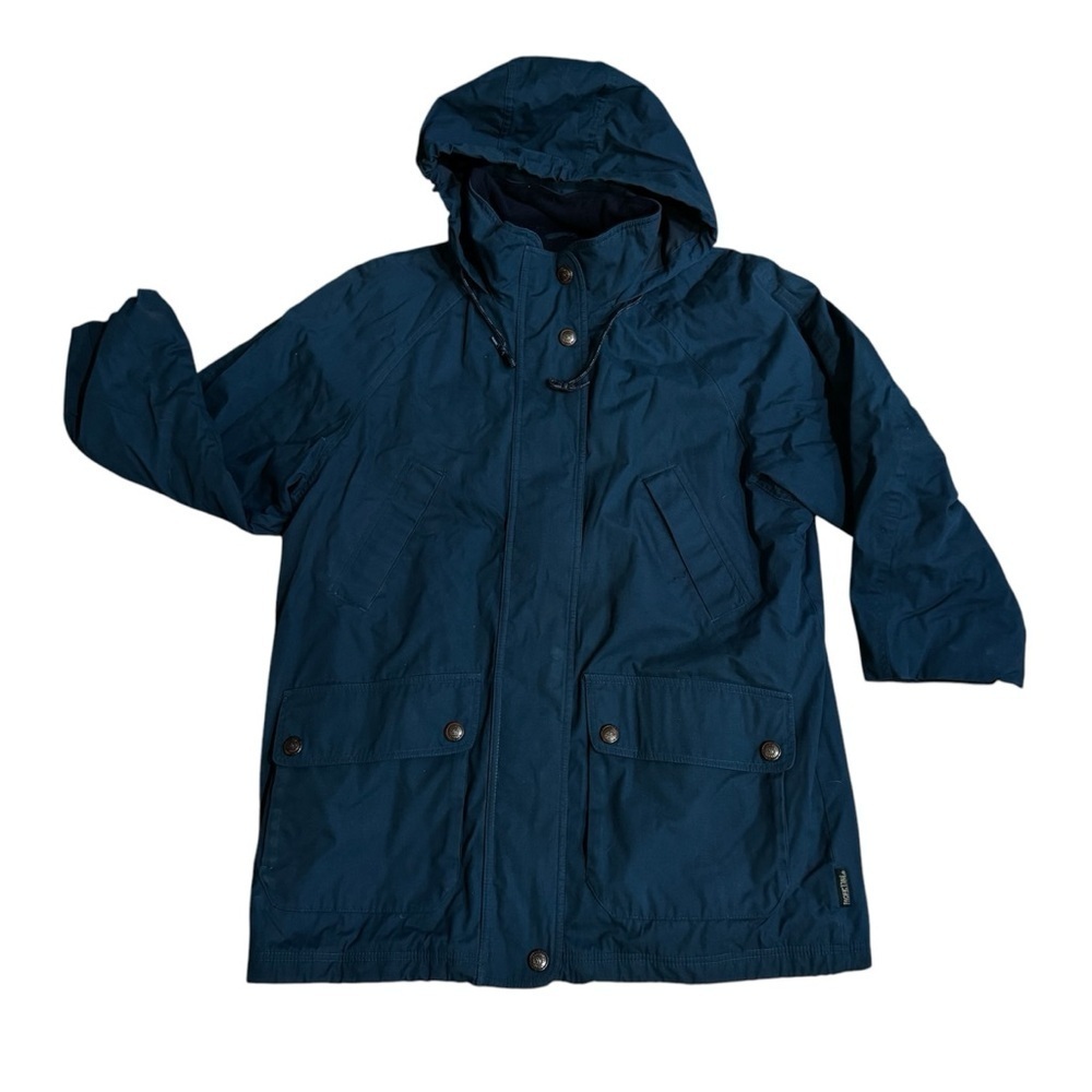 Pacific Trail teal & blue winter jacket, zipper snap closure, hood, pockets, L.